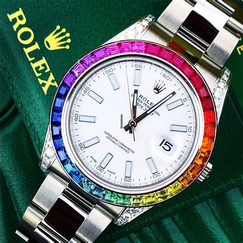 rainbow rolex.|rolex with rainbow bezel.